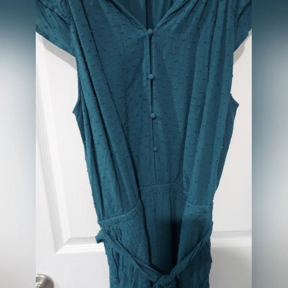 LOFT Plus Dark Teal Blue Clip Dot Romper in Size 22 - Picture 5 of 13